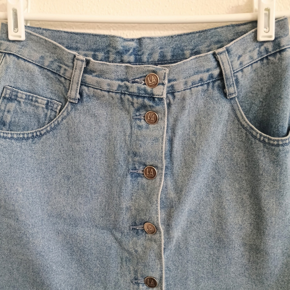 Vintage Y2K 90s LA Blues Denim Mini Skirt Button Up Womans 10 - Picture 3 of 6